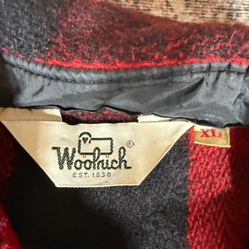 Vintage 70s Woolrich Buffalo Plaid Wool Mackinaw Hunting Jacket XL Shirt Red - Picture 3 of 7